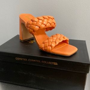 Orange block heel